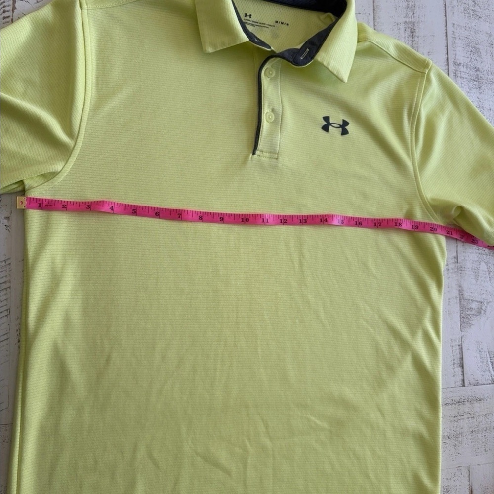 Under Armour Men's Neon Yellow/Green Polo Shirt- Medium - Picture 5 of 6